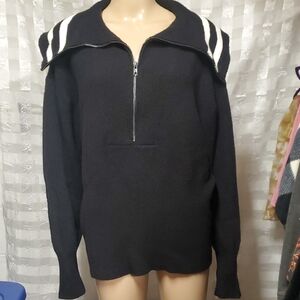 NWT - Torrid Black Zip-Up Sweater with White Stripes Size 3X.